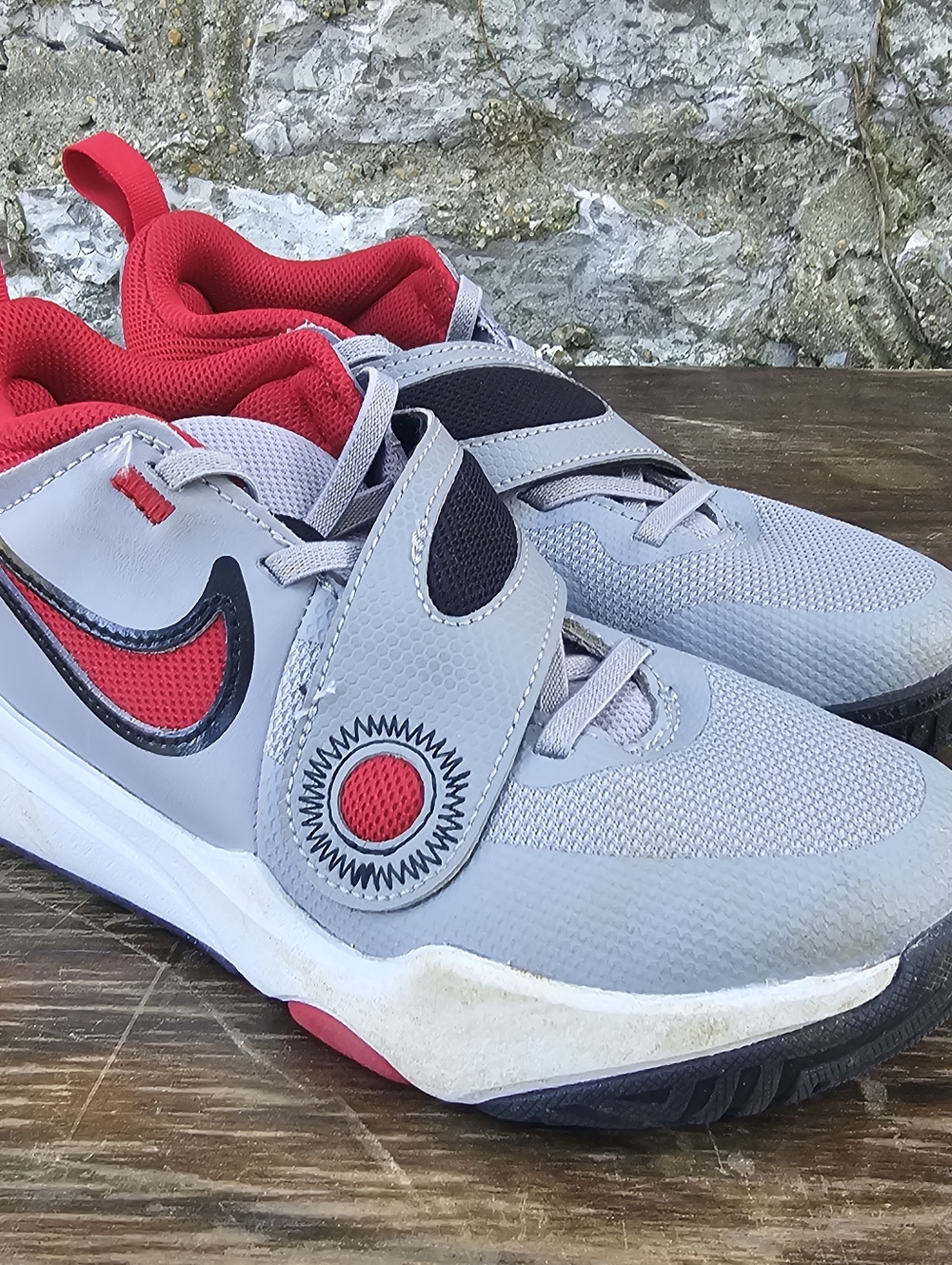 Nike Kids' Gray and Red Athletic Sneakers Boys Youth Size 2 Y